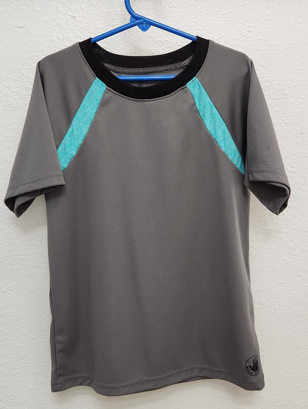 Kids Body Glove Gray Active Tee with Teal Accent